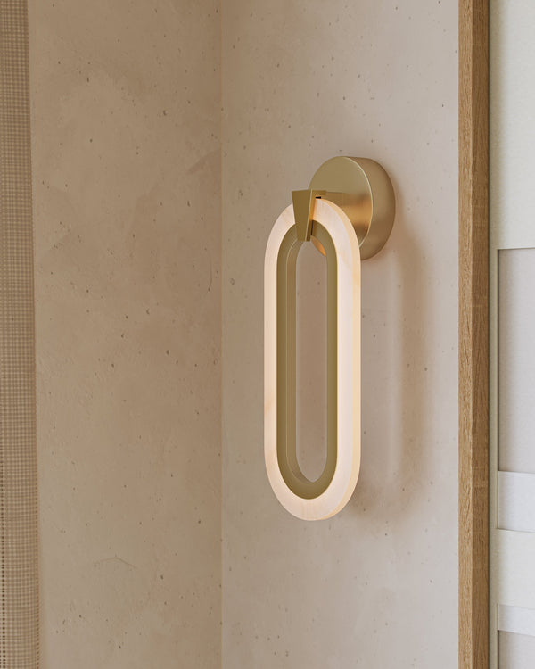 Currey & Company Aurora Alabaster Wall Sconce Antique Brass Dimmable LED Transitional Accent Light 5900-0060