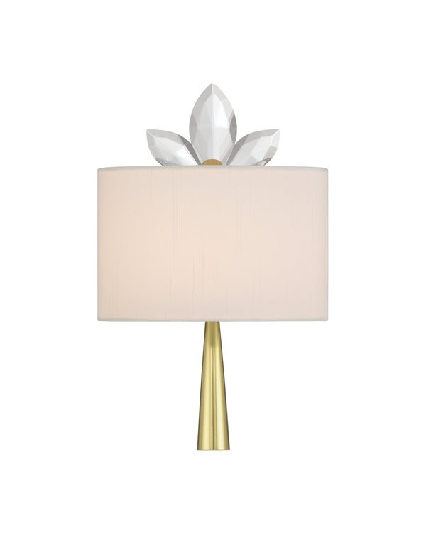 Currey & Company Trillium Crystal Wall Sconce Brass Floral Silhouette for Hallway or Bedroom 5900-0061