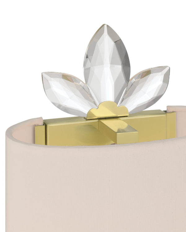 Currey & Company Trillium Crystal Wall Sconce Brass Floral Silhouette for Hallway or Bedroom 5900-0061