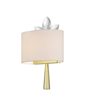 Currey & Company Trillium Crystal Wall Sconce Brass Floral Silhouette for Hallway or Bedroom 5900-0061