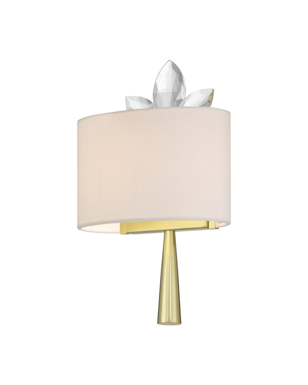 Currey & Company Trillium Crystal Wall Sconce Brass Floral Silhouette for Hallway or Bedroom 5900-0061