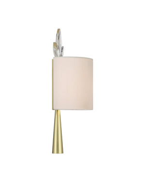 Currey & Company Trillium Crystal Wall Sconce Brass Floral Silhouette for Hallway or Bedroom 5900-0061
