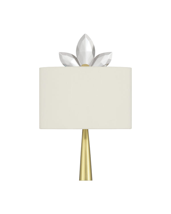Currey & Company Trillium Crystal Wall Sconce Brass Floral Silhouette for Hallway or Bedroom 5900-0061