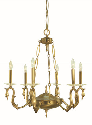 Framburg 6-light Brushed Brass Odette Dining Chandelier - Elegant Swan Design With Crystal Bobeches, Usa Made Brushed Brass Metal 5900 Br