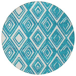 Homeroots 3'' Black And Ivory Geometric Washable Area Rug For Indoor Outdoor Spaces, Durable And Stylish Design 8' Round Polyester 590000