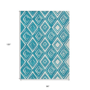 Homeroots 3'' Black And Ivory Geometric Washable Area Rug For Indoor Outdoor Spaces, Durable And Stylish Design 8' X 10' Polyester 590001