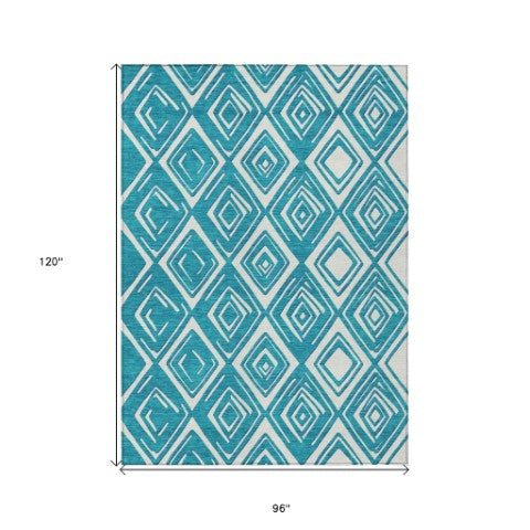 Homeroots 3'' Black And Ivory Geometric Washable Area Rug For Indoor Outdoor Spaces, Durable And Stylish Design 8' X 10' Polyester 590001