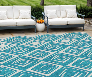 Homeroots 3'' Black And Ivory Geometric Washable Area Rug For Indoor Outdoor Spaces, Durable And Stylish Design 8' X 10' Polyester 590001