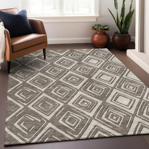 Homeroots 3'' Black And Ivory Geometric Washable Area Rug For Indoor Outdoor Spaces, Durable And Stylish Design 5' X 8' Polyester 590005