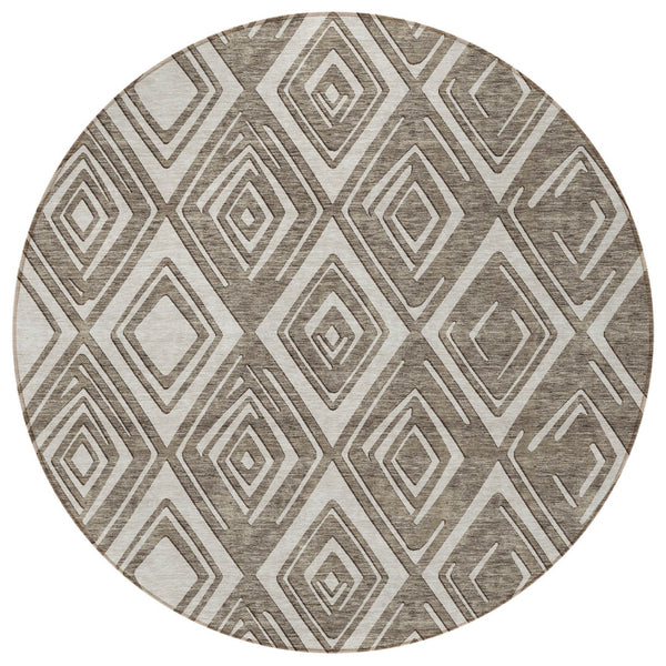 Homeroots 3'' Black And Ivory Geometric Washable Area Rug For Indoor Outdoor Spaces, Durable And Stylish Design 8' Round Polyester 590006