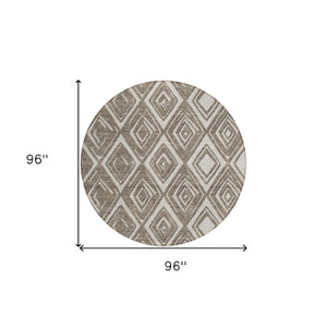 Homeroots 3'' Black And Ivory Geometric Washable Area Rug For Indoor Outdoor Spaces, Durable And Stylish Design 8' Round Polyester 590006