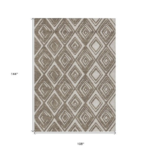 Homeroots 3'' Black And Ivory Geometric Washable Area Rug For Indoor Outdoor Spaces, Durable And Stylish Design 9' X 12' Polyester 590008