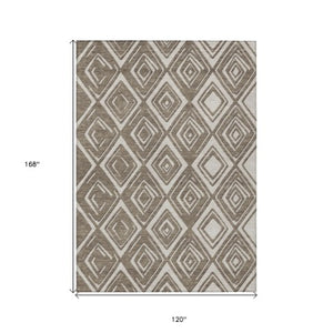 Homeroots 3'' Black And Ivory Geometric Washable Area Rug For Indoor Outdoor Spaces, Durable And Stylish Design 10' X 14' Polyester 590009