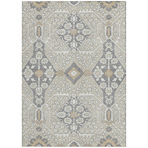 Homeroots 3' Versatile Floral Indoor Outdoor Area Rug In Artichoke Green, Ivory, And Gray - Washable Design 8' X 10' Polyester 590019