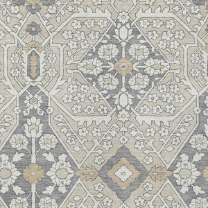 Homeroots 3' Versatile Floral Indoor Outdoor Area Rug In Artichoke Green, Ivory, And Gray - Washable Design 10' X 14' Polyester 590021