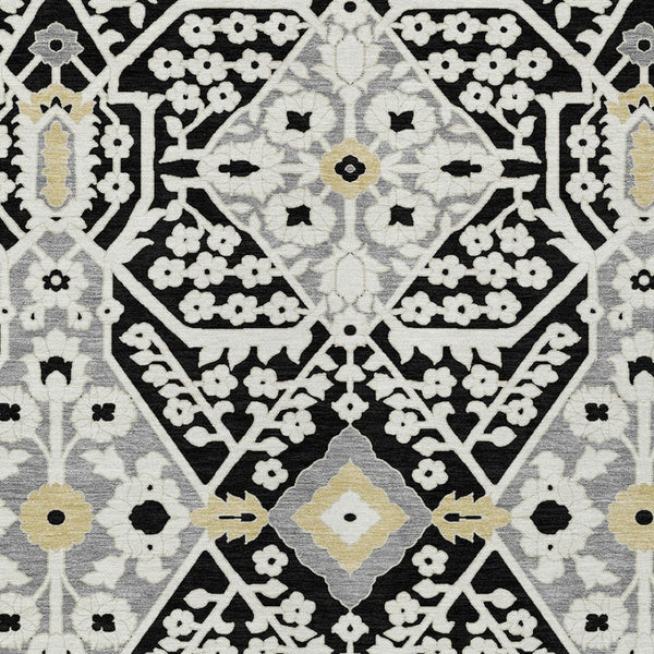 Homeroots 3' Versatile Floral Indoor Outdoor Area Rug In Artichoke Green, Ivory, And Gray - Washable Design 3' X 5' Polyester 590022