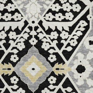 Homeroots 3' Versatile Floral Indoor Outdoor Area Rug In Artichoke Green, Ivory, And Gray - Washable Design 8' Round Polyester 590024