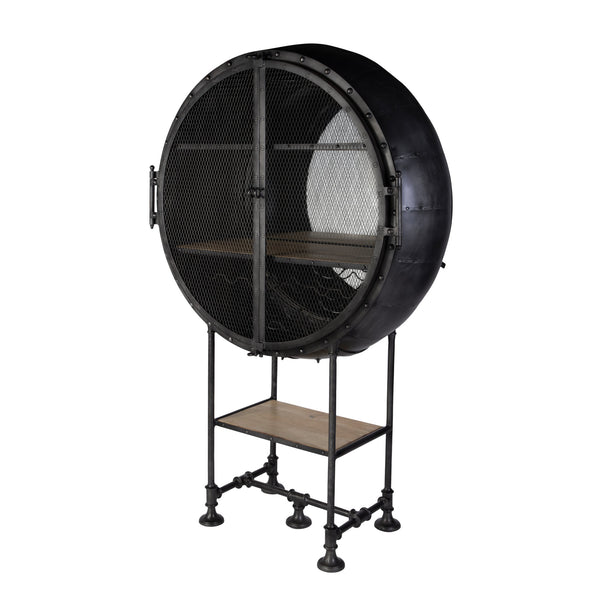Butler Specialty Company Roanoke Iron Bar Cabinet – Modern Elegance With Mango Wood Shelves, Black Black Iron,Mango Wood,Mirror 5900330-butler