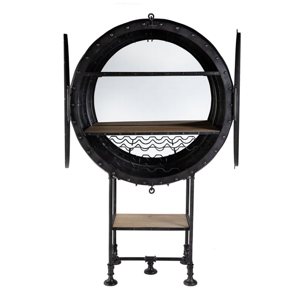 Butler Specialty Company Roanoke Iron Bar Cabinet – Modern Elegance With Mango Wood Shelves, Black Black Iron,Mango Wood,Mirror 5900330-butler