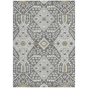 Homeroots 3' Versatile Floral Indoor Outdoor Area Rug In Artichoke Green, Ivory, And Gray - Washable Design 10' X 14' Polyester 590033