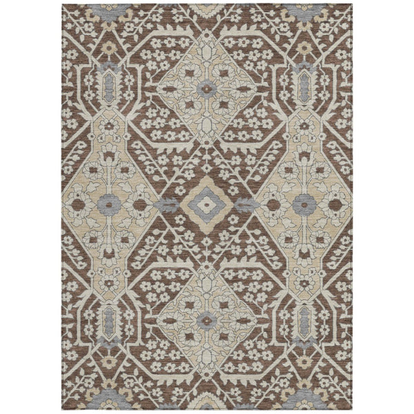 Homeroots 3' Versatile Floral Indoor Outdoor Area Rug In Artichoke Green, Ivory, And Gray - Washable Design 3' X 5' Polyester 590034