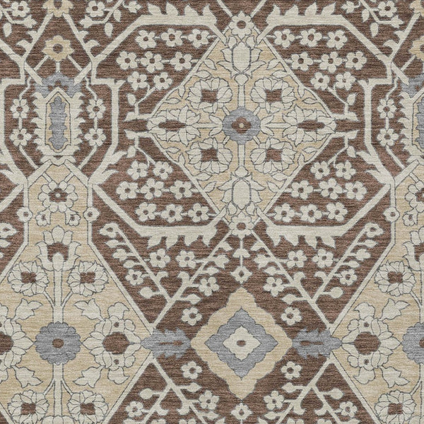 Homeroots 3' Versatile Floral Indoor Outdoor Area Rug In Artichoke Green, Ivory, And Gray - Washable Design 5' X 8' Polyester 590035