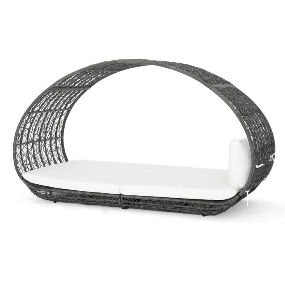 English Elm Outdoor Faux Wicker Canopy Daybed with Aluminum Frame and All-weather Cushion 59004.00TALUGRY_59004.00BALUGR