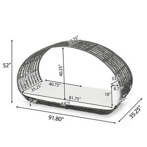 English Elm Outdoor Faux Wicker Canopy Daybed with Aluminum Frame and All-weather Cushion 59004.00TALUGRY_59004.00BALUGR