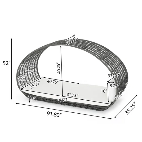 English Elm Outdoor Faux Wicker Canopy Daybed with Aluminum Frame and All-weather Cushion 59004.00TALUGRY_59004.00BALUGR