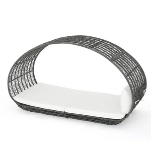 English Elm Outdoor Faux Wicker Canopy Daybed with Aluminum Frame and All-weather Cushion 59004.00TALUGRY_59004.00BALUGR