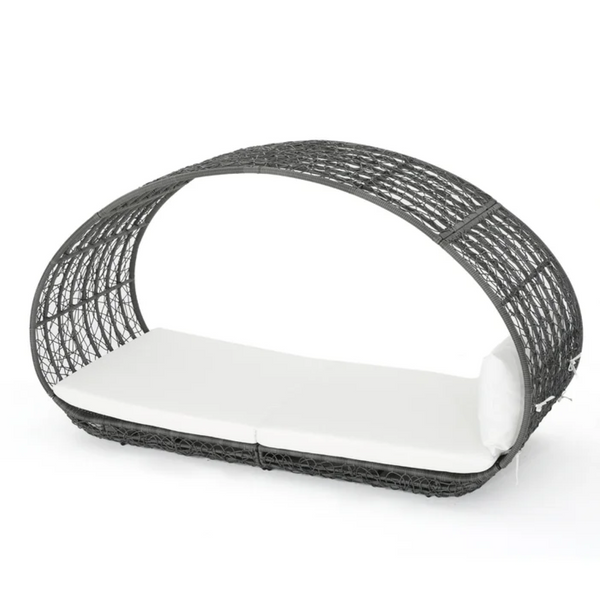 English Elm Outdoor Faux Wicker Canopy Daybed with Aluminum Frame and All-weather Cushion 59004.00TALUGRY_59004.00BALUGR