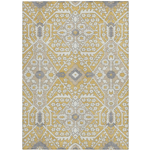 Homeroots 3' Versatile Floral Indoor Outdoor Area Rug In Artichoke Green, Ivory, And Gray - Washable Design 5' X 8' Polyester 590047