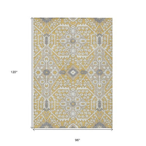 Homeroots 3' Versatile Floral Indoor Outdoor Area Rug In Artichoke Green, Ivory, And Gray - Washable Design 8' X 10' Polyester 590049