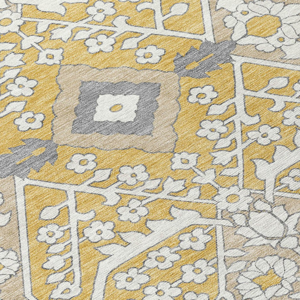 Homeroots 3' Versatile Floral Indoor Outdoor Area Rug In Artichoke Green, Ivory, And Gray - Washable Design 10' X 14' Polyester 590051