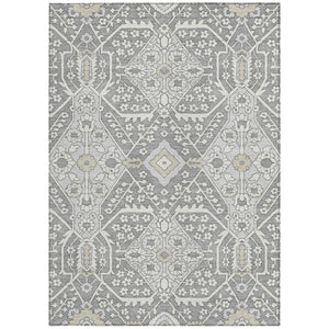 Homeroots 3' Versatile Floral Indoor Outdoor Area Rug In Artichoke Green, Ivory, And Gray - Washable Design 3' X 5' Polyester 590052