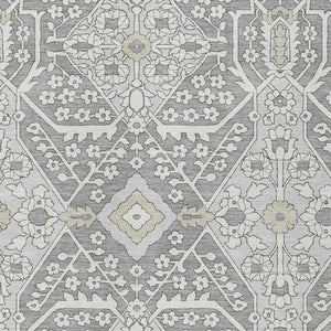 Homeroots 3' Versatile Floral Indoor Outdoor Area Rug In Artichoke Green, Ivory, And Gray - Washable Design 5' X 8' Polyester 590053