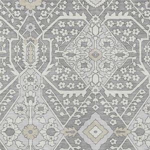 Homeroots 3' Versatile Floral Indoor Outdoor Area Rug In Artichoke Green, Ivory, And Gray - Washable Design 9' X 12' Polyester 590056