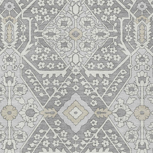 Homeroots 3' Versatile Floral Indoor Outdoor Area Rug In Artichoke Green, Ivory, And Gray - Washable Design 10' X 14' Polyester 590057