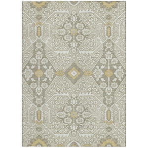 Homeroots 3' Versatile Floral Indoor Outdoor Area Rug In Artichoke Green, Ivory, And Gray - Washable Design 3' X 5' Polyester 590058