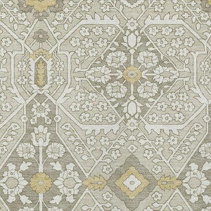 Homeroots 3' Versatile Floral Indoor Outdoor Area Rug In Artichoke Green, Ivory, And Gray - Washable Design 5' X 8' Polyester 590059