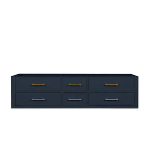 English Elm Blue Double Bath Vanity With Modern Midcentury Design, Dual Sinks, Storage, And Soft-Close Features B2731P258069