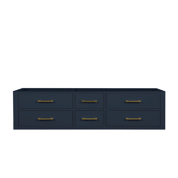 English Elm Blue Double Bath Vanity With Modern Midcentury Design, Dual Sinks, Storage, And Soft-Close Features B2731P258069