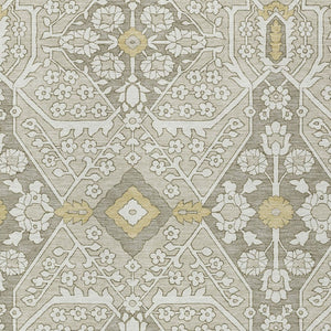 Homeroots 3' Versatile Floral Indoor Outdoor Area Rug In Artichoke Green, Ivory, And Gray - Washable Design 10' X 14' Polyester 590063