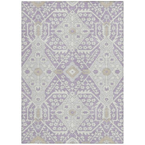 Homeroots 3' Versatile Floral Indoor Outdoor Area Rug In Artichoke Green, Ivory, And Gray - Washable Design 5' X 8' Polyester 590065