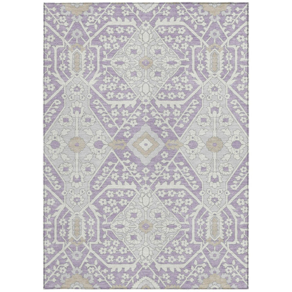 Homeroots 3' Versatile Floral Indoor Outdoor Area Rug In Artichoke Green, Ivory, And Gray - Washable Design 8' X 10' Polyester 590067