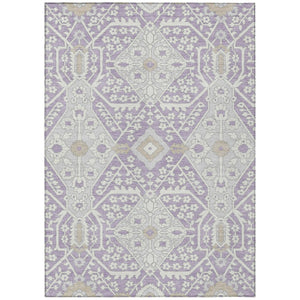 HomeRoots 9' Floral Area Rug in Lavender Gray and Beige - Durable, Washable Design for Indoor & Outdoor Use 9' X 12' 590068