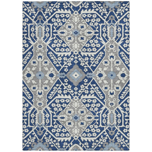 Homeroots 3' Versatile Floral Indoor Outdoor Area Rug In Artichoke Green, Ivory, And Gray - Washable Design 3' X 5' Polyester 590070