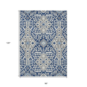 Homeroots 3' Versatile Floral Indoor Outdoor Area Rug In Artichoke Green, Ivory, And Gray - Washable Design 8' X 10' Polyester 590073