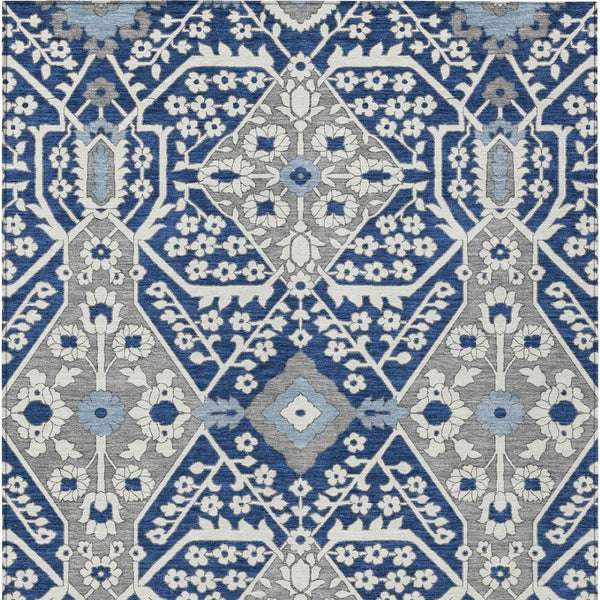 Homeroots 3' Versatile Floral Indoor Outdoor Area Rug In Artichoke Green, Ivory, And Gray - Washable Design 9' X 12' Polyester 590074