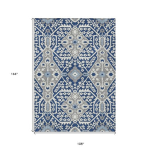 Homeroots 3' Versatile Floral Indoor Outdoor Area Rug In Artichoke Green, Ivory, And Gray - Washable Design 9' X 12' Polyester 590074